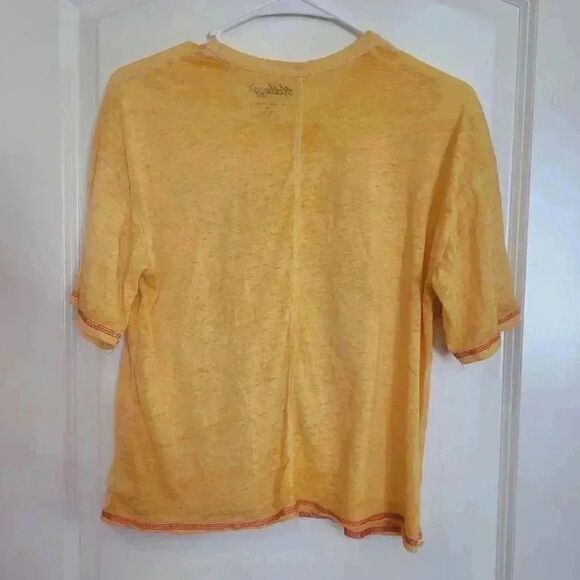 Kellogg's "L'Eggo My Eggo" Women's Yellow Cotton Graphic Crew Neck Short Sleeve - Picture 4 of 5